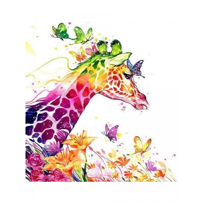 Котеин Картина по номерам Радужный жираф 30х30 см