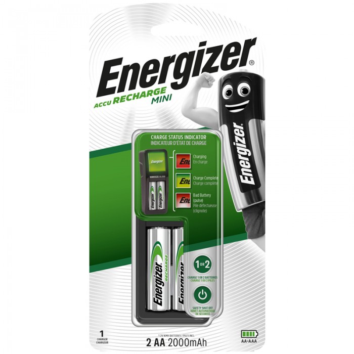 Батарейки, удлинители и переходники Energizer Зарядное устройство Mini с аккумуляторами AA (HR06) 2000mAh