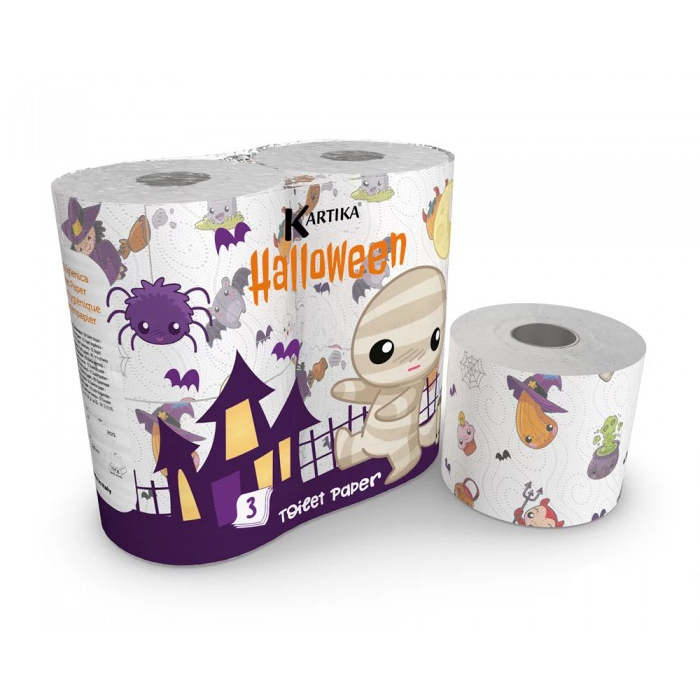 Хозяйственные товары World Cart Туалетная бумага с рисунком Helloween 3-х слойная 4 шт.