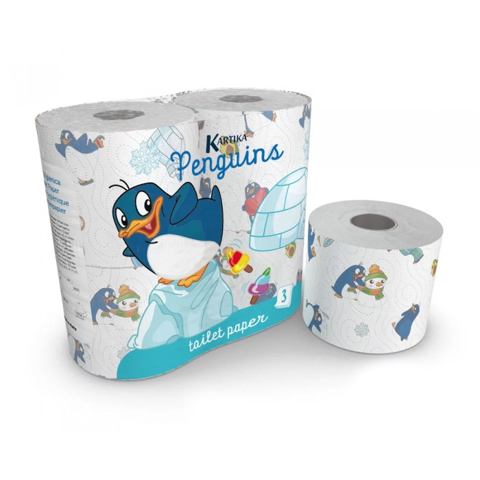 Хозяйственные товары World Cart Туалетная бумага с рисунком Пингвины 3-х слойная 4 шт.