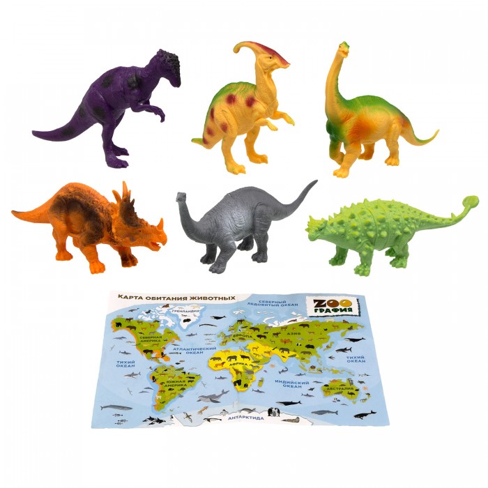ZOOграфия Игровой набор Животные с картой обитания 6 шт. 200807033