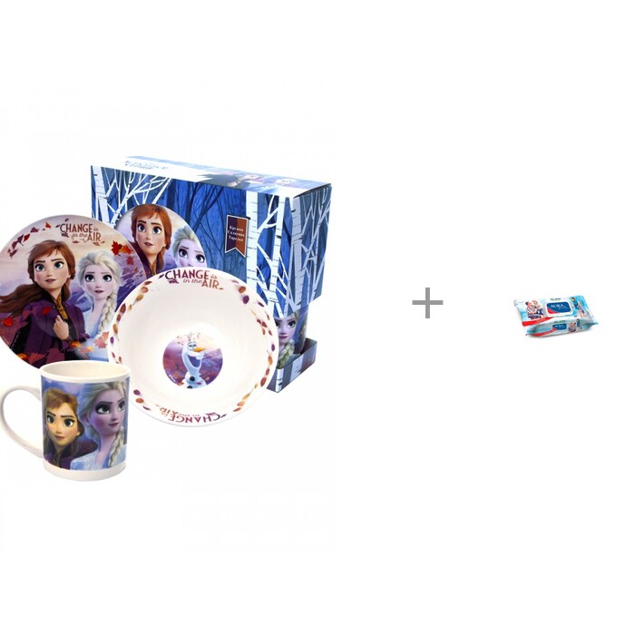 ND Play Набор посуды из фарфора Frozen II и Влажные салфетки Aura 120 шт. шт 1149083