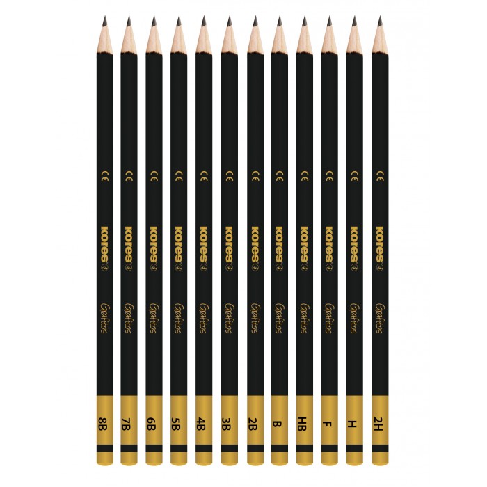 Карандаши, восковые мелки, пастель Kores Набор чернографитных карандашей Grafitos заточенные 12 шт.