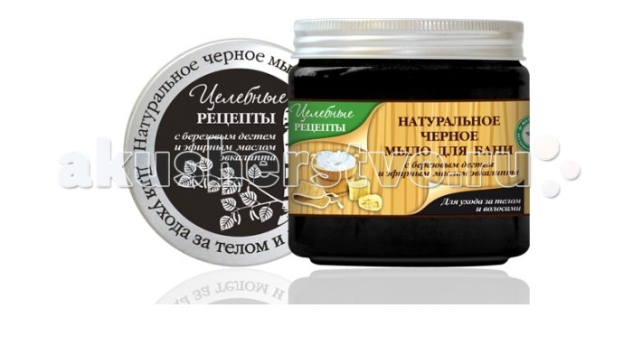 Косметика для мамы Целебные рецепты Натуральное мыло для бани Черное 500 мл косметика и мыло для бани