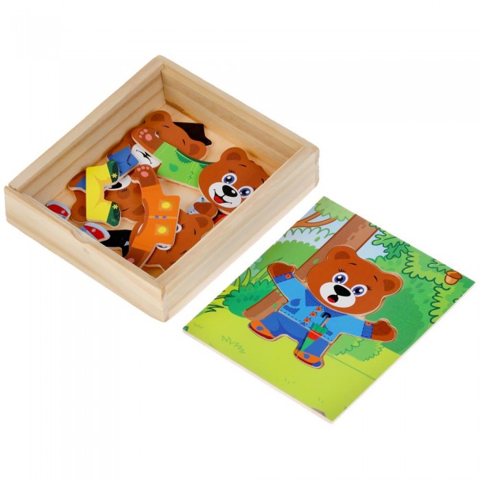 

Деревянная игрушка Буратино игра-одевашка Мишка, игра-одевашка Мишка