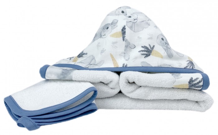 Mom'Story Design Полотенце с капюшоном и полотенце для лица Зайцы