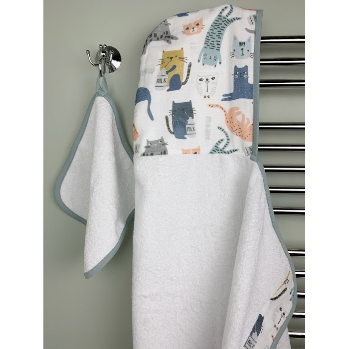 Mom'Story Design Полотенце с капюшоном и полотенце для лица Коты