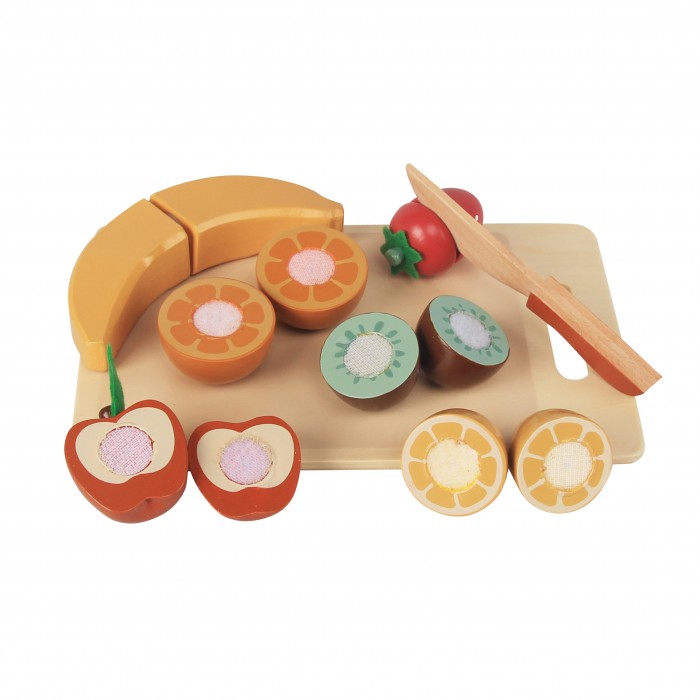 фото Деревянная игрушка magni набор фруктов на разделочной доске