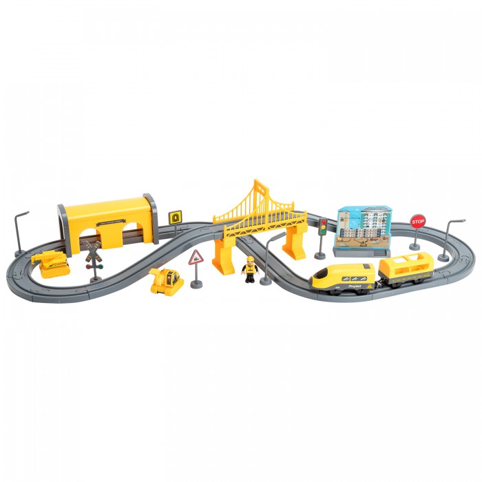 Железные дороги Givito Железная дорога для детей Строительная площадка на батарейках (66 предметов)
