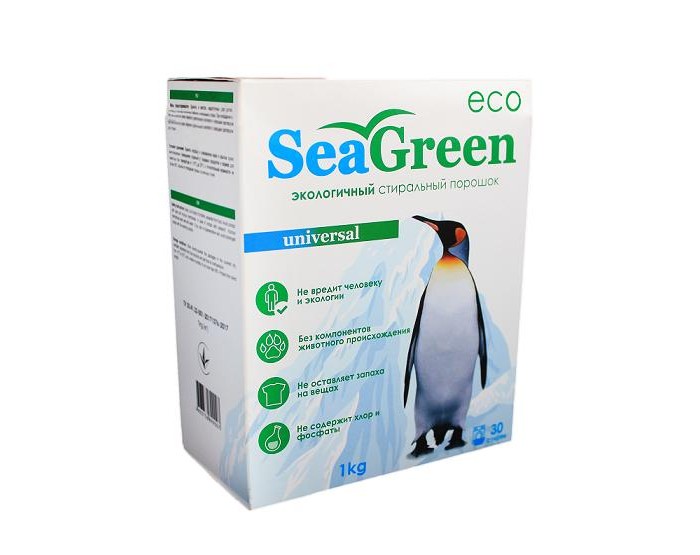 SeaGreen Порошок стиральный универсальный бесфосфатный концентрированный 1 кг