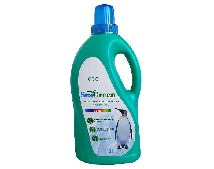 SeaGreen Жидкое средство для стирки цветных вещей бесфосфатное концентрированное 2 л