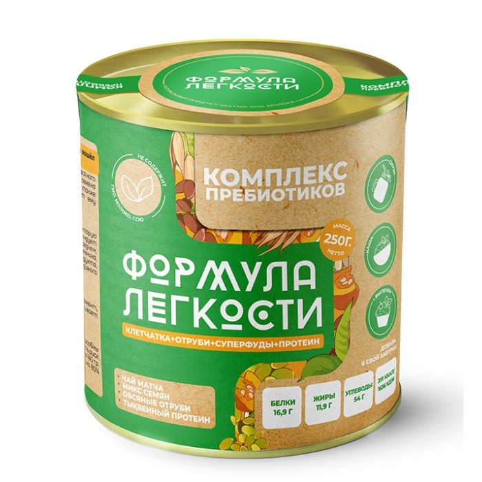 Формула Легкости Комплекс пребиотиков: овсяные отруби, микс семян, тыквенный протеин, чай мачта