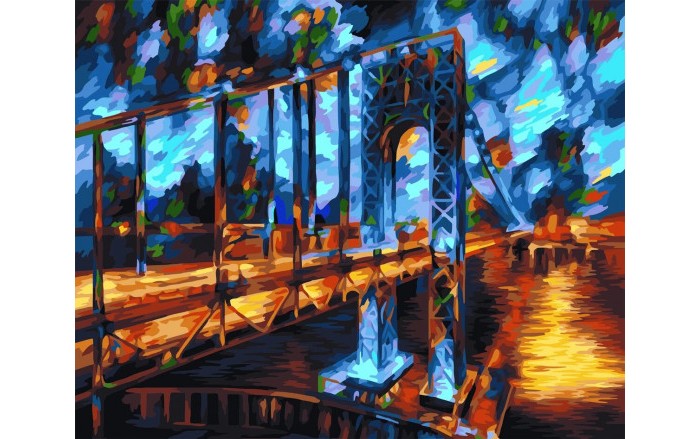 Фламинго Рисование по номерам по дереву Бруклинский мост 50x40 см