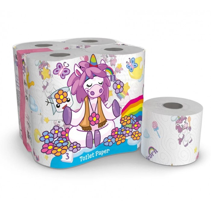 Хозяйственные товары World Cart Туалетная бумага 3-х слойная Единорог с рисунком Kartika Collection 8 шт.