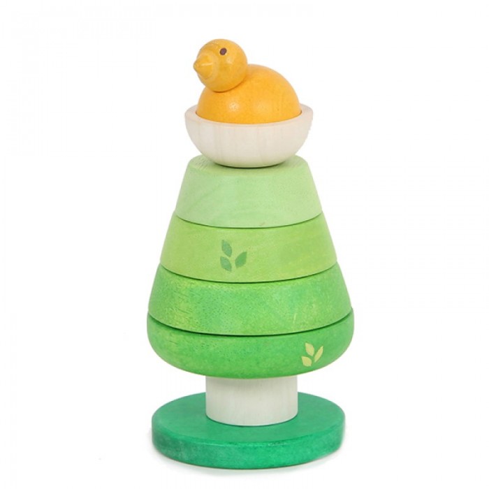 Деревянная игрушка LeToyVan Пирамидка Зеленое дерево с птенцом