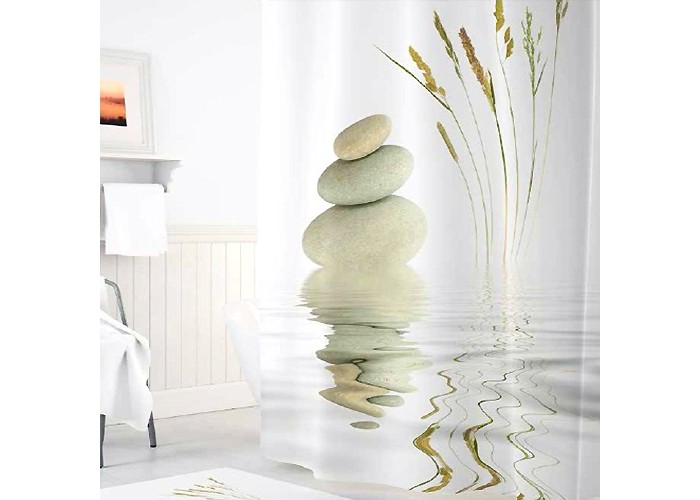 фото Tropikhome шторы для ванн полиэстер digital printed stone and grass 200х180