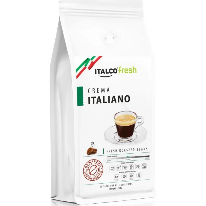 Кофе Italco Кофе в зернах Fresh Crema Italiano 1 кг кофе в зернах caffe italia crema