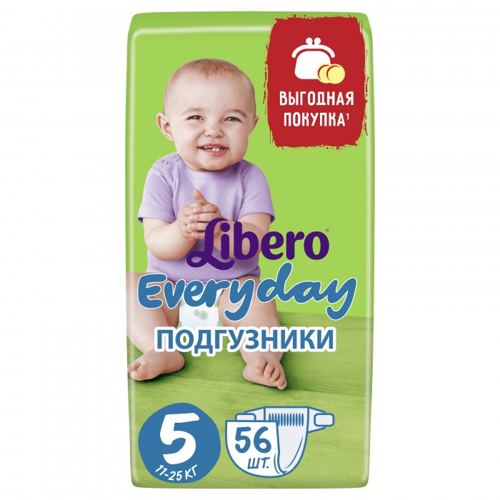 Подгузники Libero Подгузники EveryDay с ромашкой (11-25 кг) 56 шт. подгузники