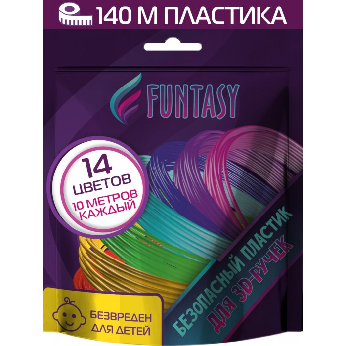 фото Funtasy набор pla-пластика для 3d-ручек 14 цветов по 10 м