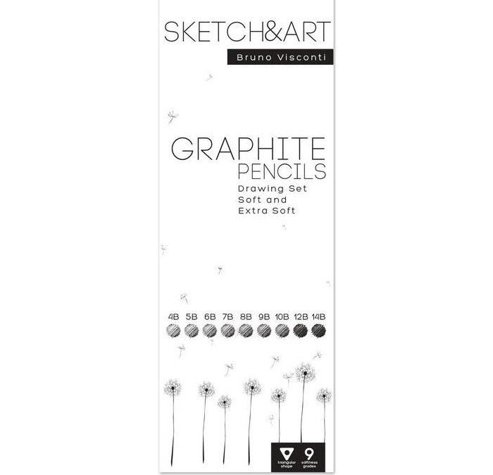 фото Sketch&art набор чернографитных трехгранных карандашей 9 шт.