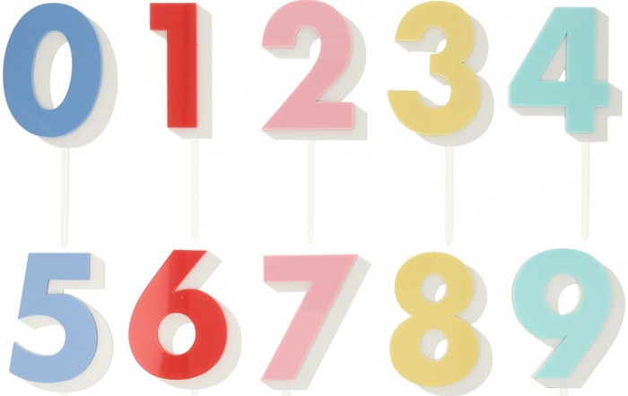 Товары для праздника MeriMeri Разноцветный набор цифр для торта