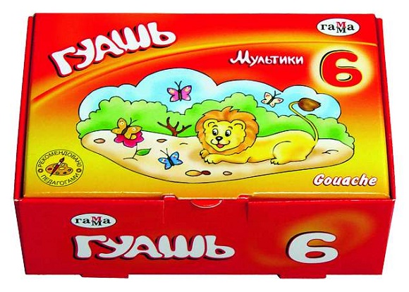 Краски Гамма Гуашь Мультики 6 цветов