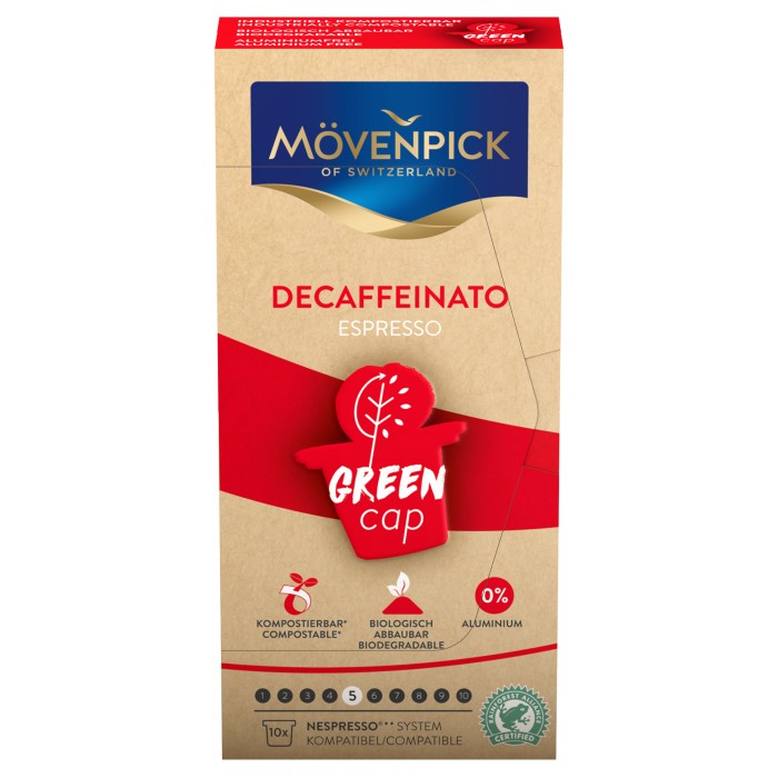 фото Movenpick кофе espresso decaffeinato green cap 10 капсул по 5.8 г