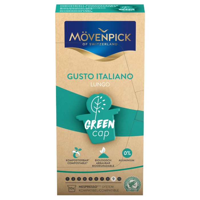 фото Movenpick кофе gusto italiano green cap lungo 10 капсул по 5.8 г