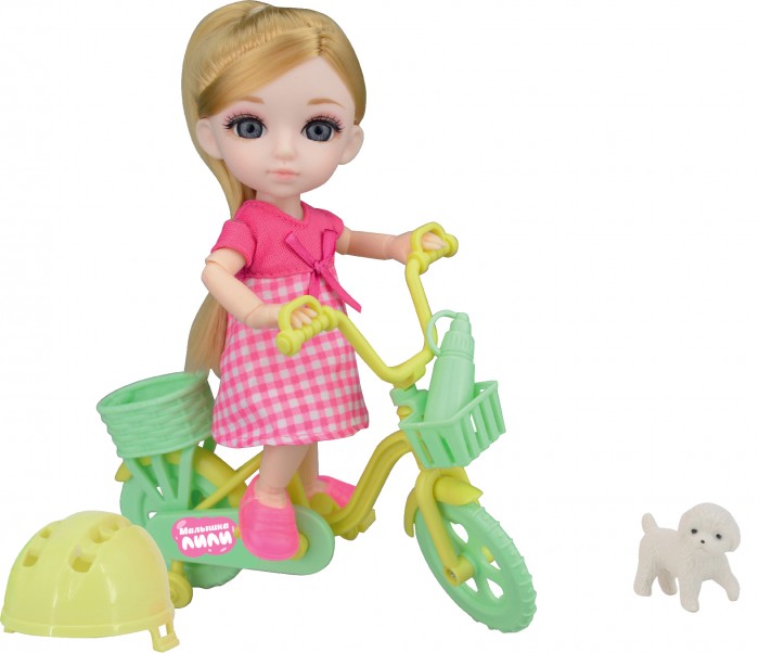 фото Funky toys игровой набор на велосипеде с собачкой и кукла малышка лили 16 см