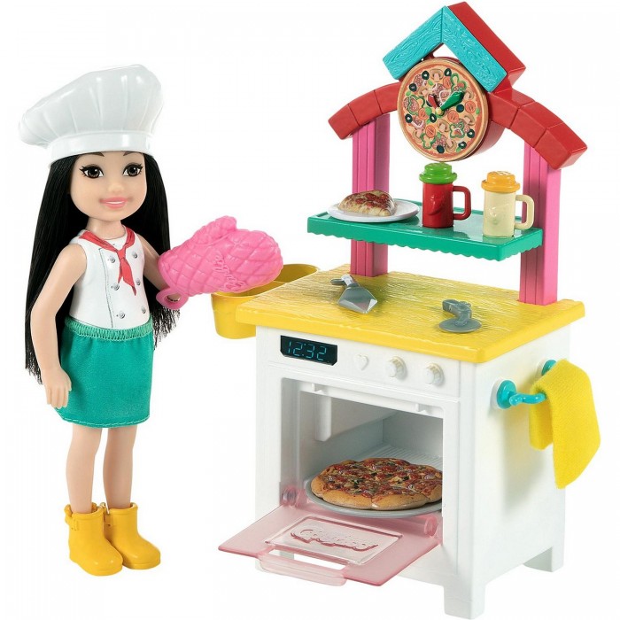 фото Barbie игровой набор кукла челси пицца-шеф с кухней и духовкой
