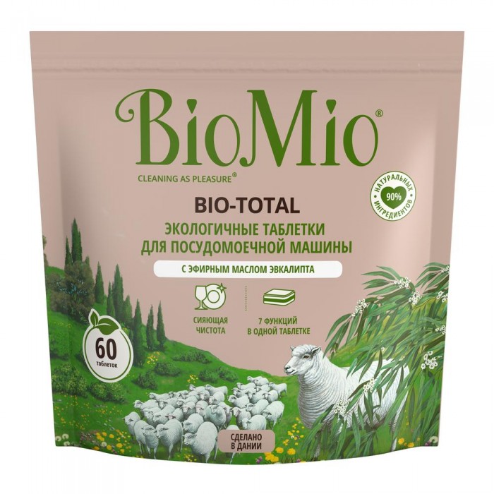 BioMio Таблетки для посудомоечных машин 7 в 1 с эфирным маслом эвкалипта 60 шт.