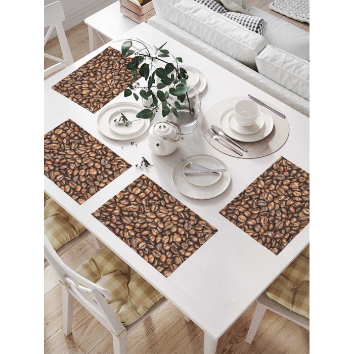 фото Joyarty комплект салфеток для сервировки стола кофейные зерна 46х32 см 4 шт.