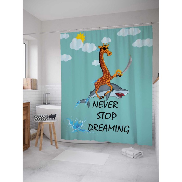 

JoyArty Штора для ванной Никогда не прекращай мечтать 180х200 см, Штора для ванной Никогда не прекращай мечтать 180х200 см