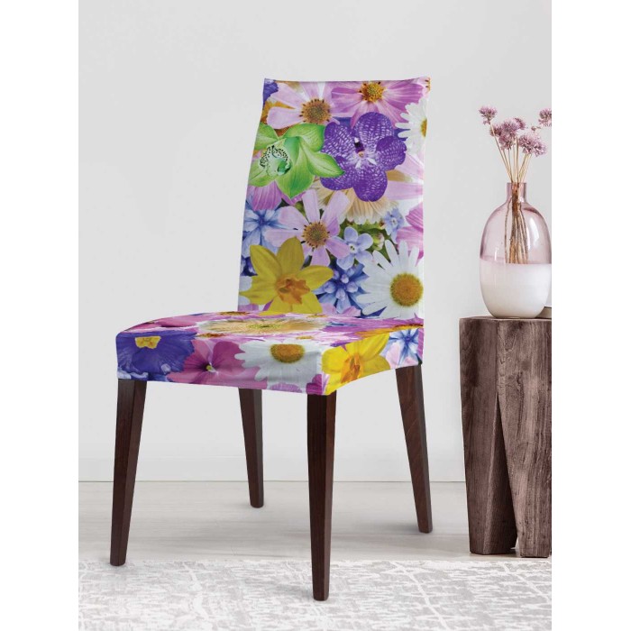 Аксессуары для мебели JoyArty Декоративный велюровый чехол на стул со спинкой Симфония с цветов