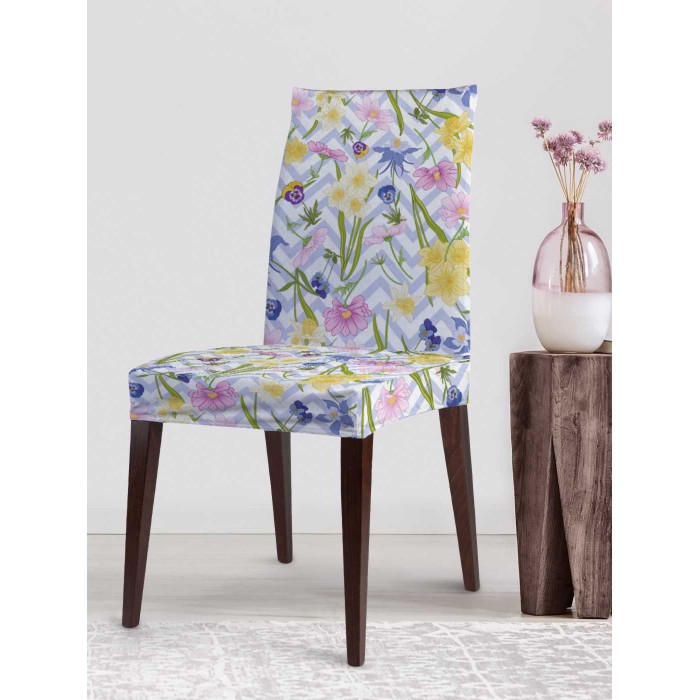 Аксессуары для мебели JoyArty Декоративный велюровый чехол на стул со спинкой Цветочные зигзаги