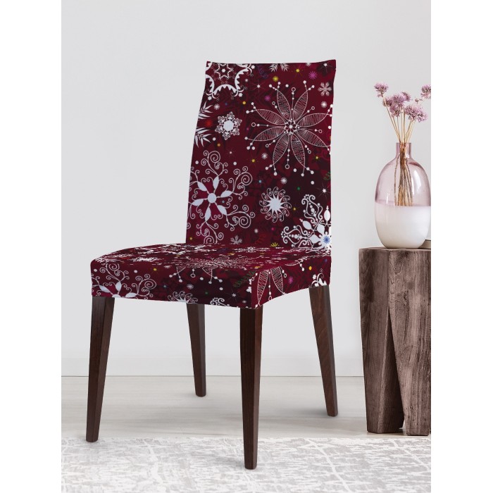 Аксессуары для мебели JoyArty Декоративный велюровый чехол на стул со спинкой Яркие снежинки