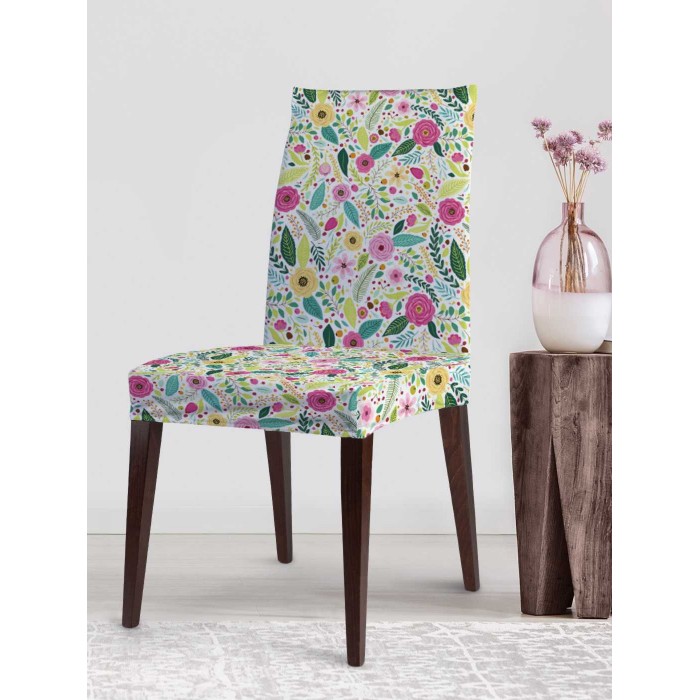 Аксессуары для мебели JoyArty Декоративный велюровый чехол на стул со спинкой Яркий цветочный рай