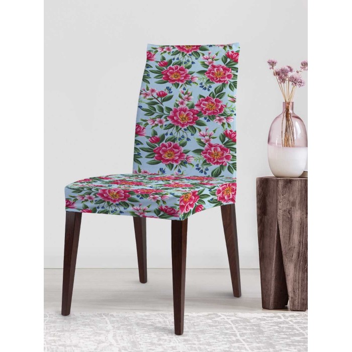Аксессуары для мебели JoyArty Декоративный велюровый чехол на стул со спинкой Пестрые малиновые цветы