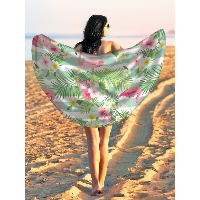 Товары для дачи и сада JoyArty Парео и Пляжный коврик Фламинго с цветами 150 см