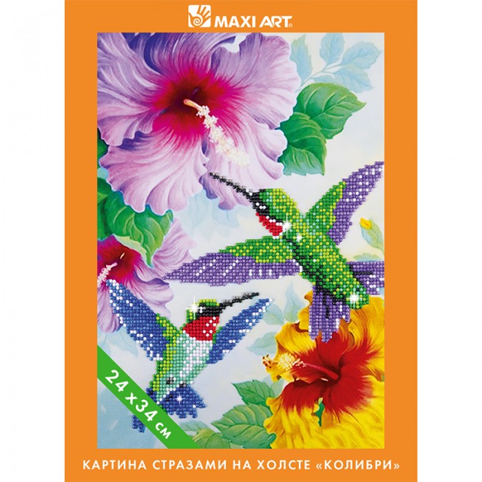Maxi Art Картина стразами на холсте Колибри в цветах 24х34см MA-KN0262-1 - фото 1