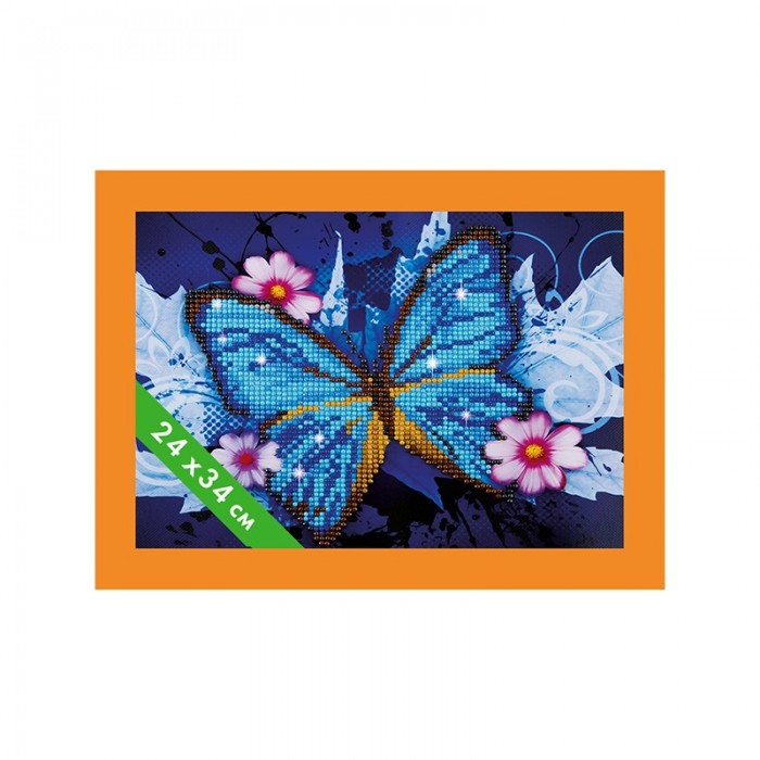 Maxi Art Картина стразами на холсте Голубая бабочка 24х34см MA-KN0262-6 - фото 1