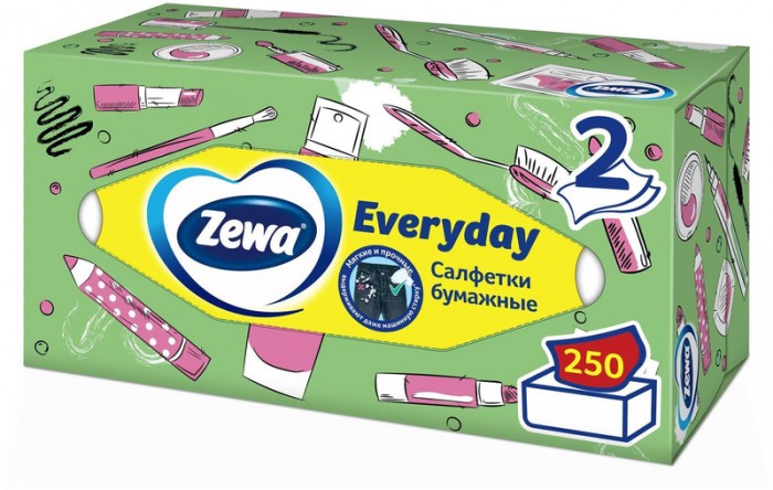  Zewa  Салфетки бумажные Everyday 2-х слойные 250 шт.