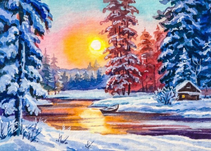 

Рыжий кот Роспись по холсту Зимний закат у реки 40х30 см, Роспись по холсту Зимний закат у реки 40х30 см