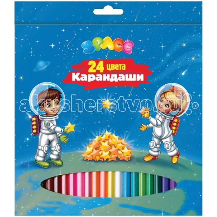 Карандаши, восковые мелки, пастель Спейс Карандаши Космонавты 24 цвета карандаши восковые мелки пастель спейс карандаши зверята 12 цветов