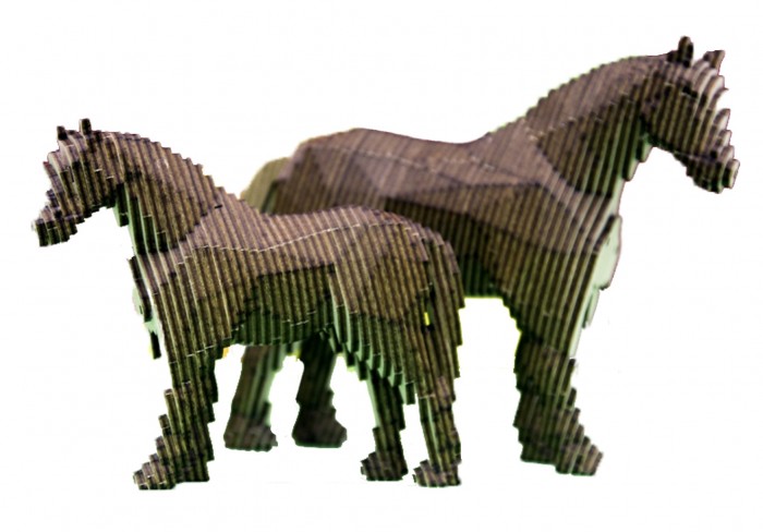 Uniwood Деревянный конструктор Лошадь с жеребенком с набором карандашей