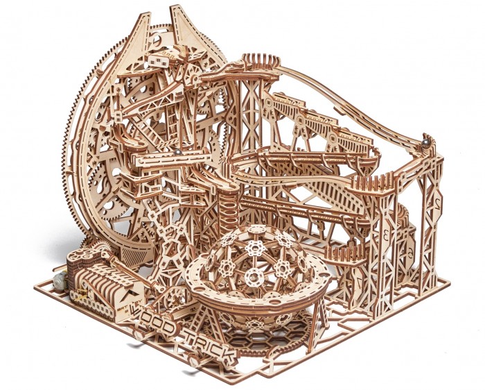 фото Wood trick механическая деревянная сборная модель бегущий лабиринт галактика марбл