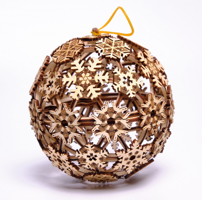 фото Wood trick механическая деревянная сборная модель рождественский шар