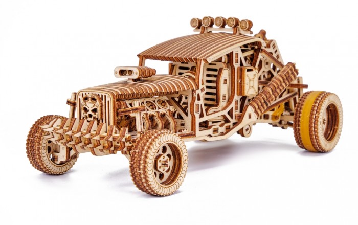 фото Wood trick механическая деревянная сборная модель безумный багги