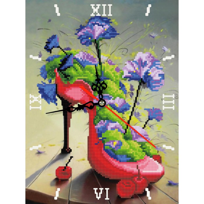 

Color Kit Алмазная мозаика часы Цветочная туфелька 40х30 см, Алмазная мозаика часы Цветочная туфелька 40х30 см