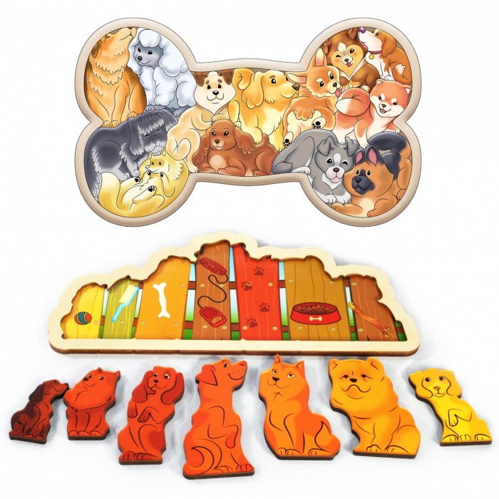 

Деревянная игрушка Тебе-Игрушка Зоопазл Собаки + Развивающая доска Дружная компания, Зоопазл Собаки + Развивающая доска Дружная компания